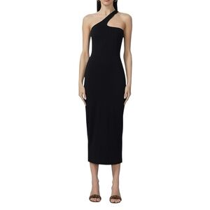 AFRM Sloane One Shoulder Bodycon Midi Dress Stretch Minimalist Black XS NWT